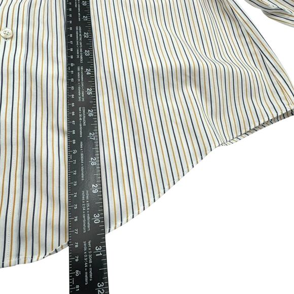 BROOKS BROTHERS Men's Large Supima Cotton Button Down White Yellow Striped Shirt - Picture 10 of 11
